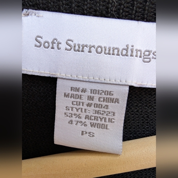 Soft Surroundings Black Theodora Fringe Wool Blend Sweater Dress Petite Small - Picture 2 of 4